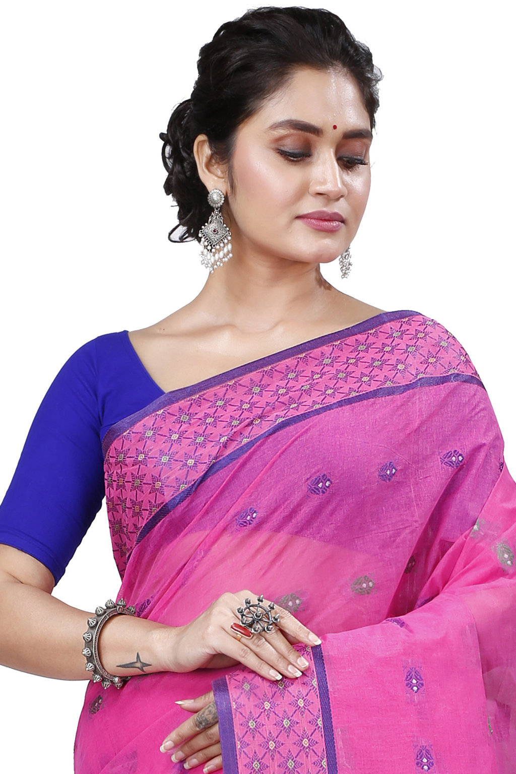 Pink Pure Cotton Reese Tant Saree (969)